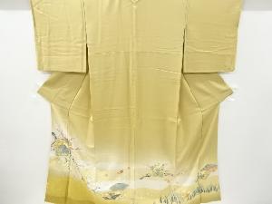 リサイクル　寿光織　破れ色紙に枝梅・牡丹模様織り出し一つ紋色留袖